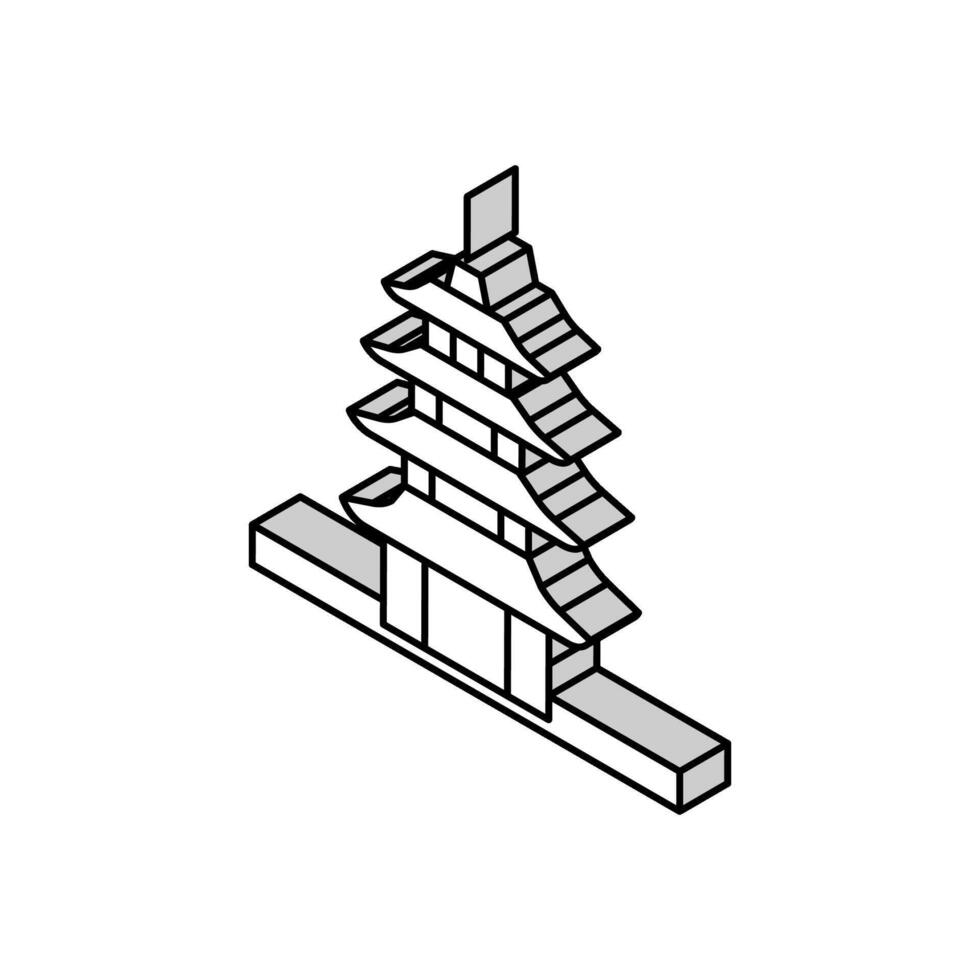 pagode Ásia construção isométrico ícone vetor ilustração