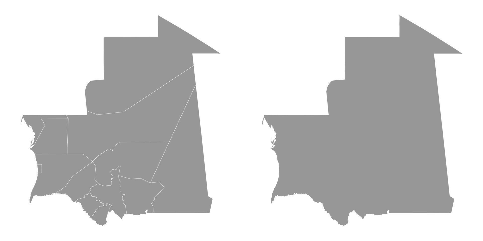 Mauritânia mapa com administrativo divisões. vetor ilustração.
