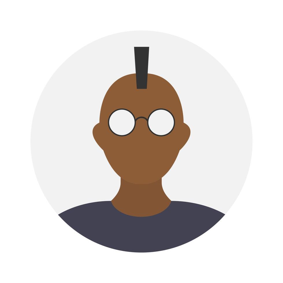 esvaziar face ícone avatar com iroquois e oculos escuros. vetor ilustração.