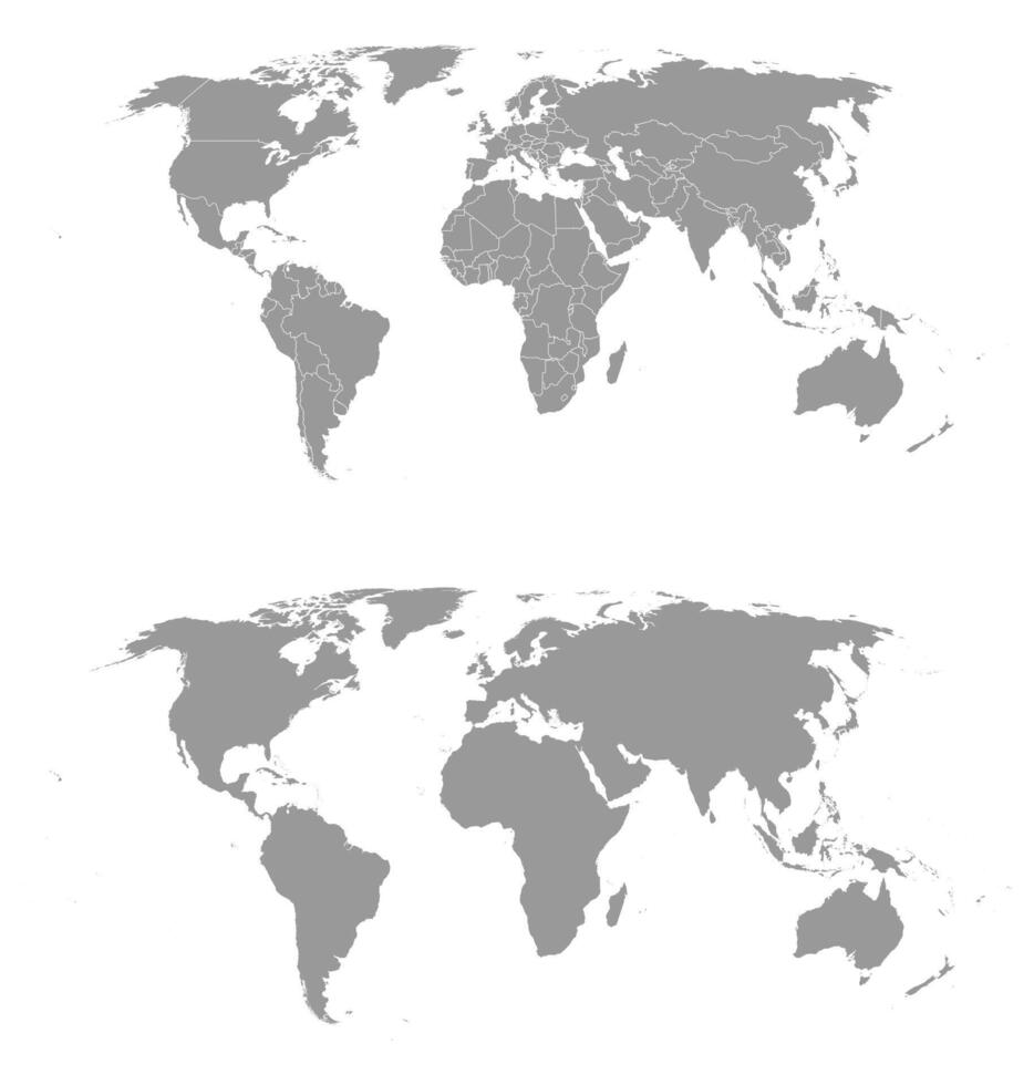 detalhado cinzento mundo mapa. vetor ilustração.