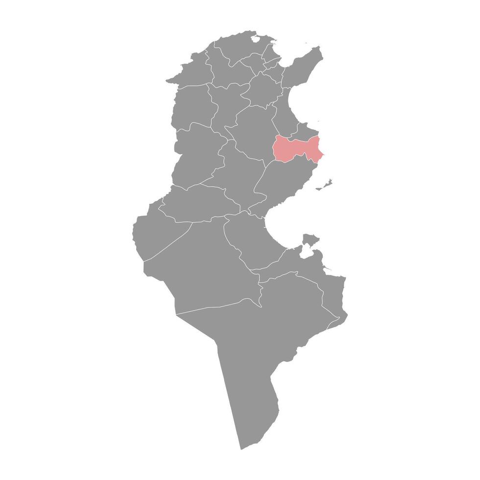 Mahdia governadoria mapa, administrativo divisão do Tunísia. vetor ilustração.