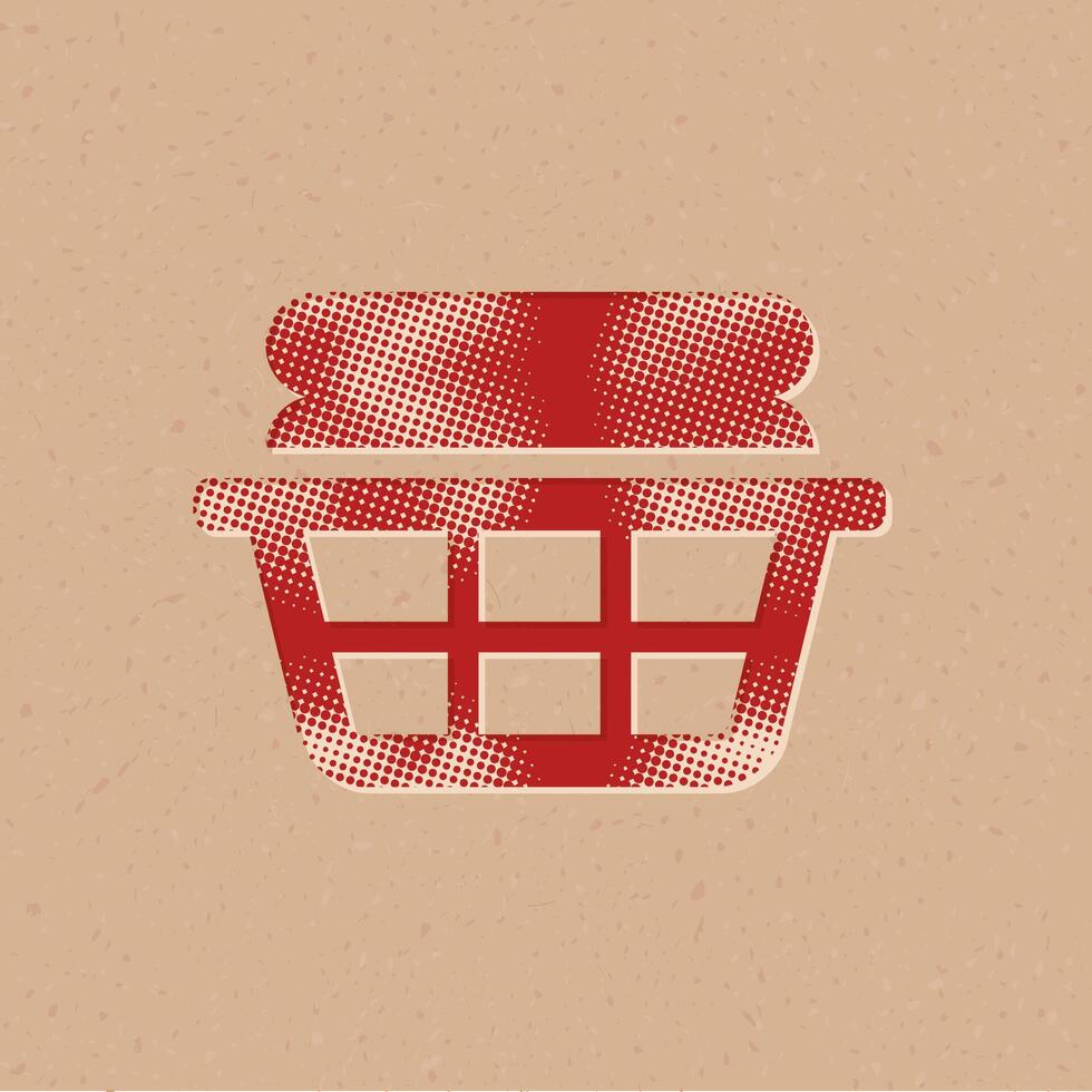 roupas cesta meio-tom estilo ícone com grunge fundo vetor ilustração