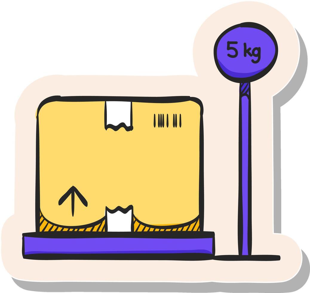 mão desenhado logístico escala ícone dentro adesivo estilo vetor ilustração
