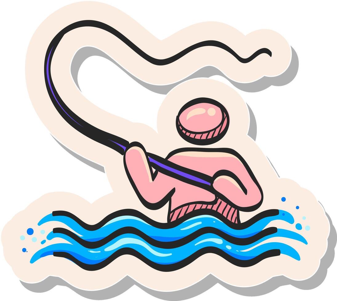 mão desenhado pescaria ícone dentro adesivo estilo vetor ilustração