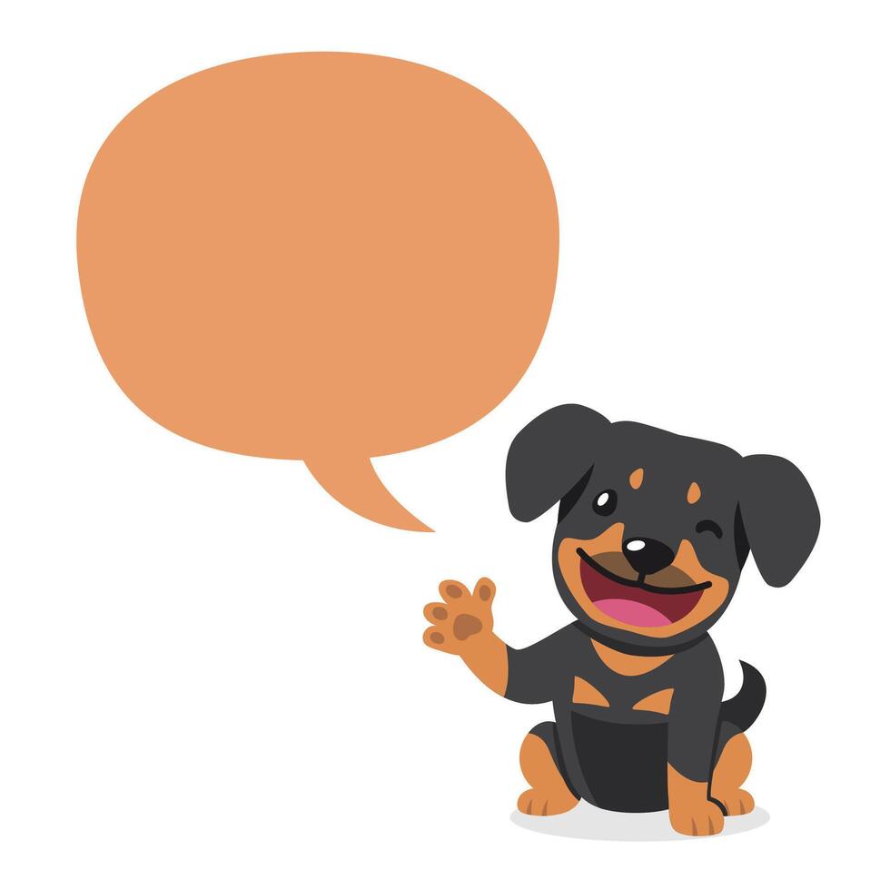 vetor desenho animado personagem rottweiler cachorro com discurso bolha