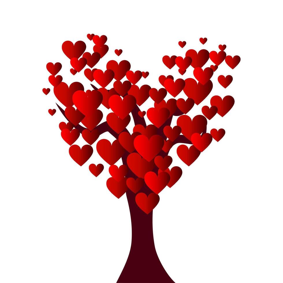 namorados árvore. árvore do vermelho corações dia dos namorados dia. Projeto elemento. vetor ilustração