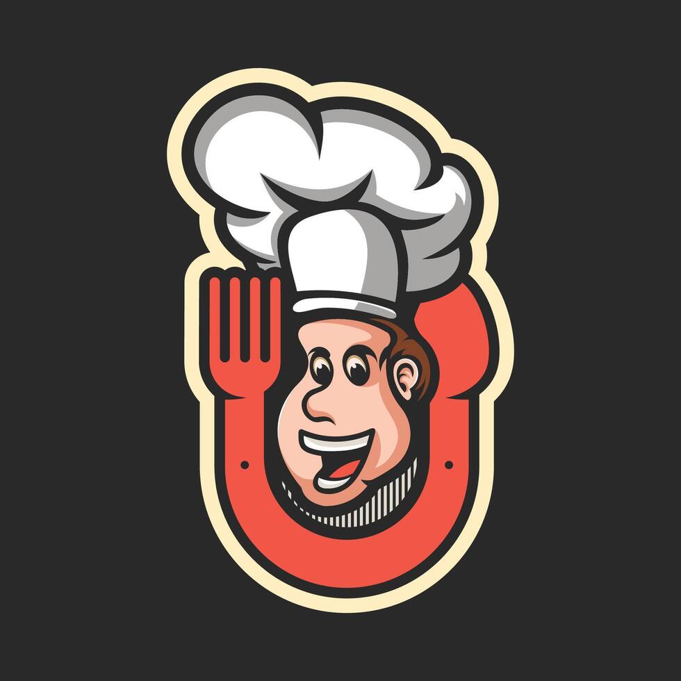 chefe de cozinha cabeça mascote logotipo para seu marca vetor