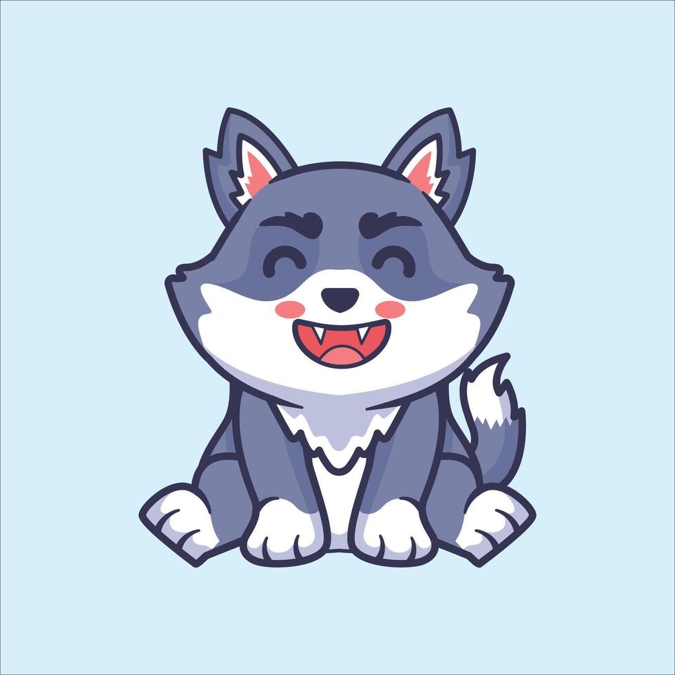 feliz Lobo mascote personagem animal vetor ilustração