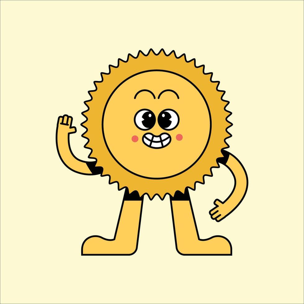 retro Sol mascote logotipo personagem desenho animado ilustração vetor