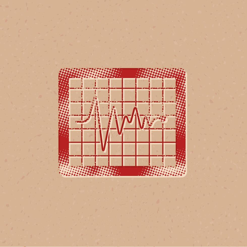 coração taxa monitor meio-tom estilo ícone com grunge fundo vetor ilustração
