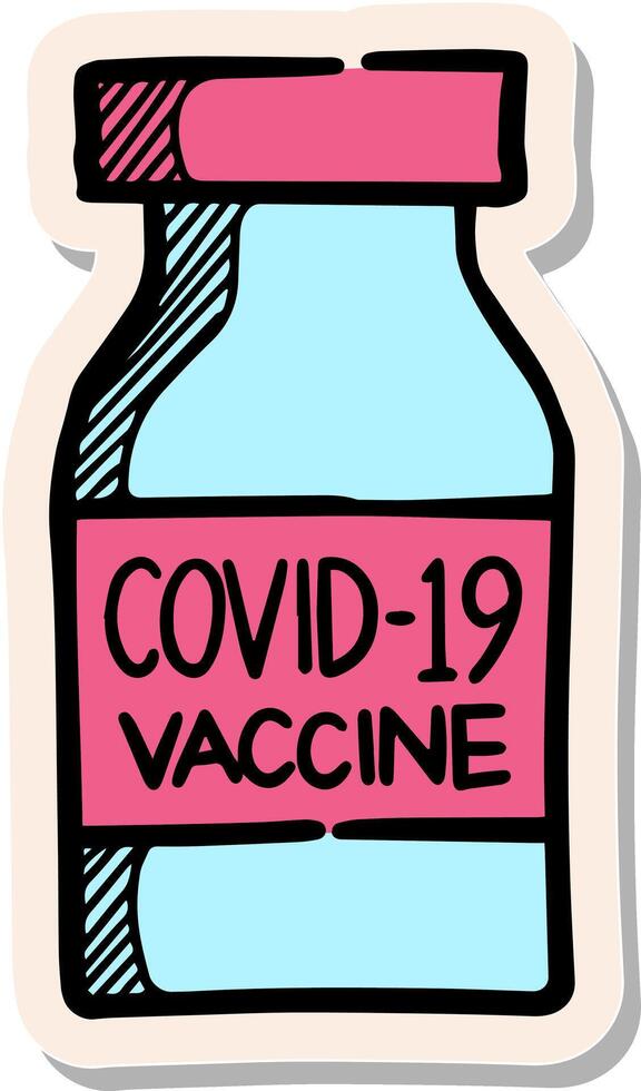 mão desenhado adesivo estilo vacina frasco ícone vetor ilustração