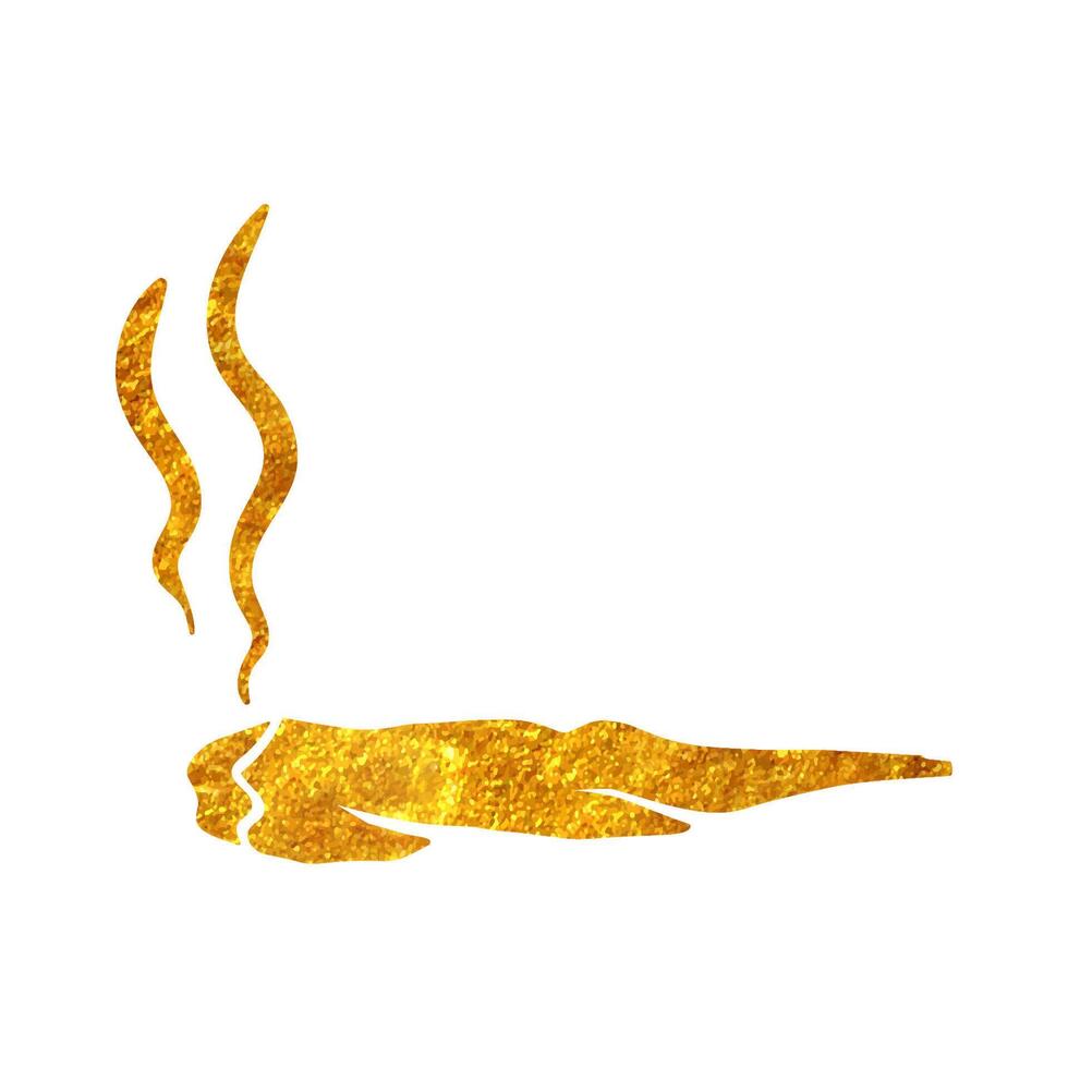 mão desenhado ganja fumaça ícone dentro ouro frustrar textura vetor ilustração