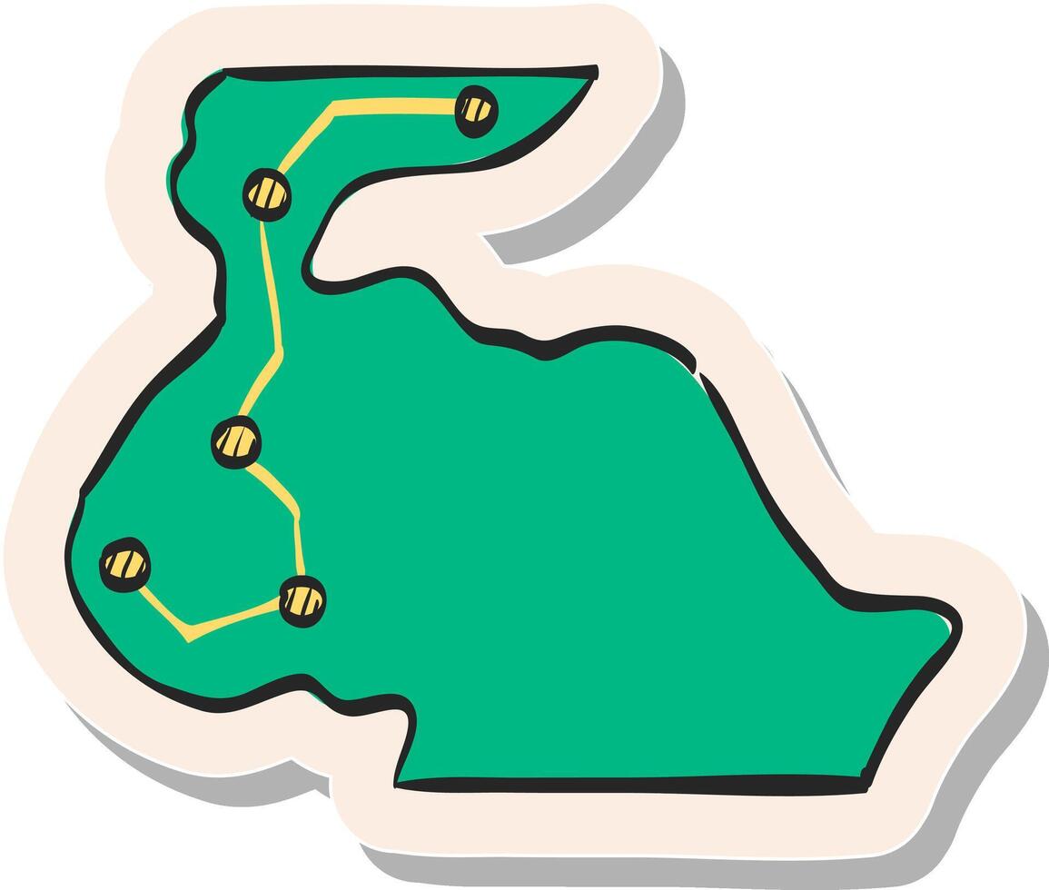 mão desenhado comício rota mapa ícone dentro adesivo estilo vetor ilustração