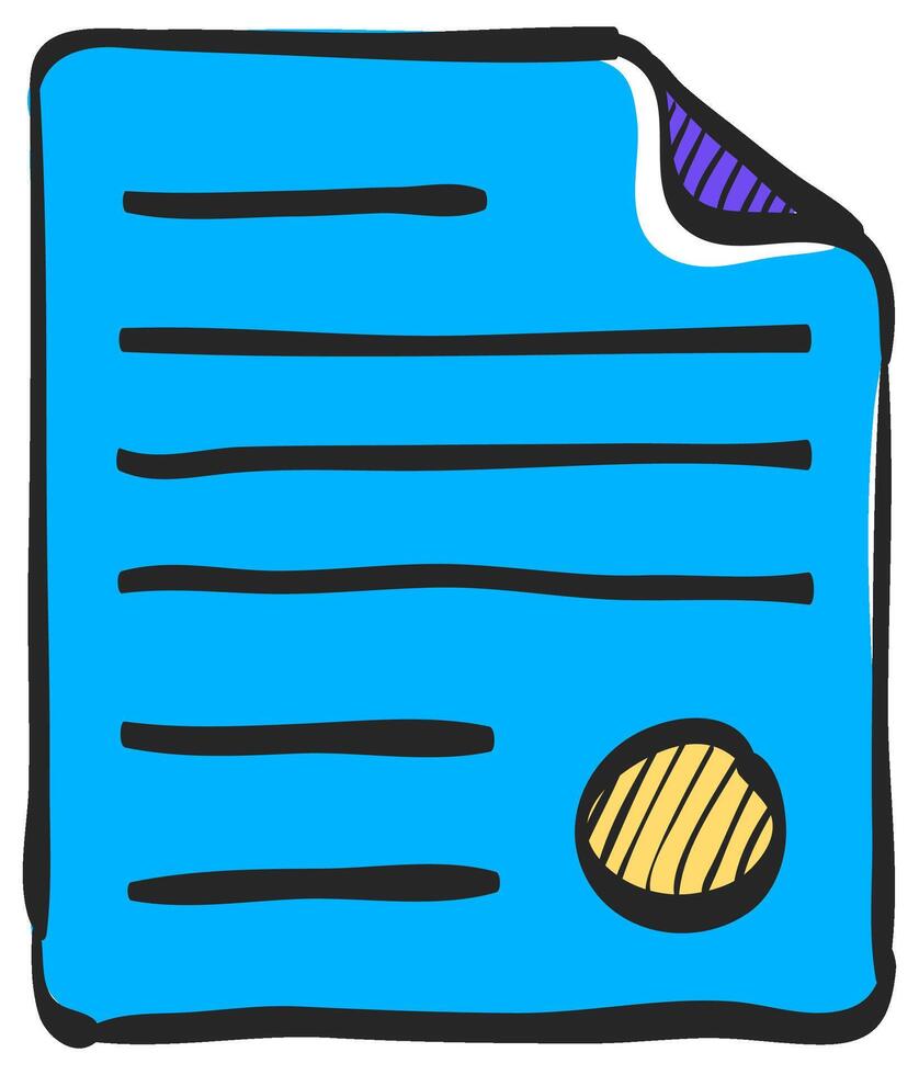 contrato documento ícone dentro mão desenhado cor vetor ilustração