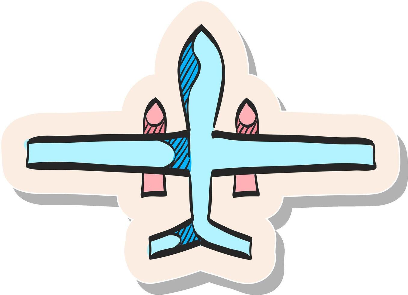 mão desenhado não tripulado aéreo veículo ícone dentro adesivo estilo vetor ilustração