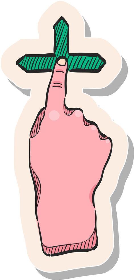 mão desenhado adesivo estilo ícone touchpad gesto vetor