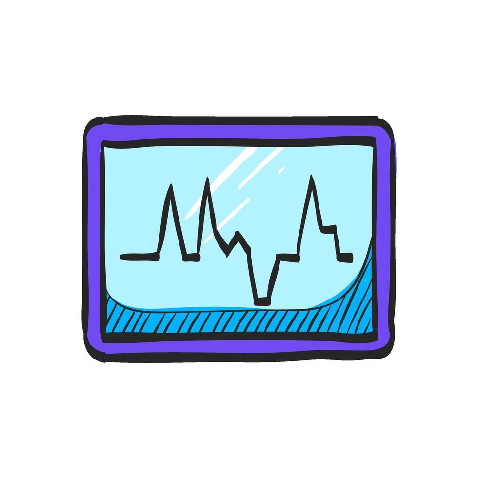 coração taxa monitor ícone dentro mão desenhado cor vetor ilustração
