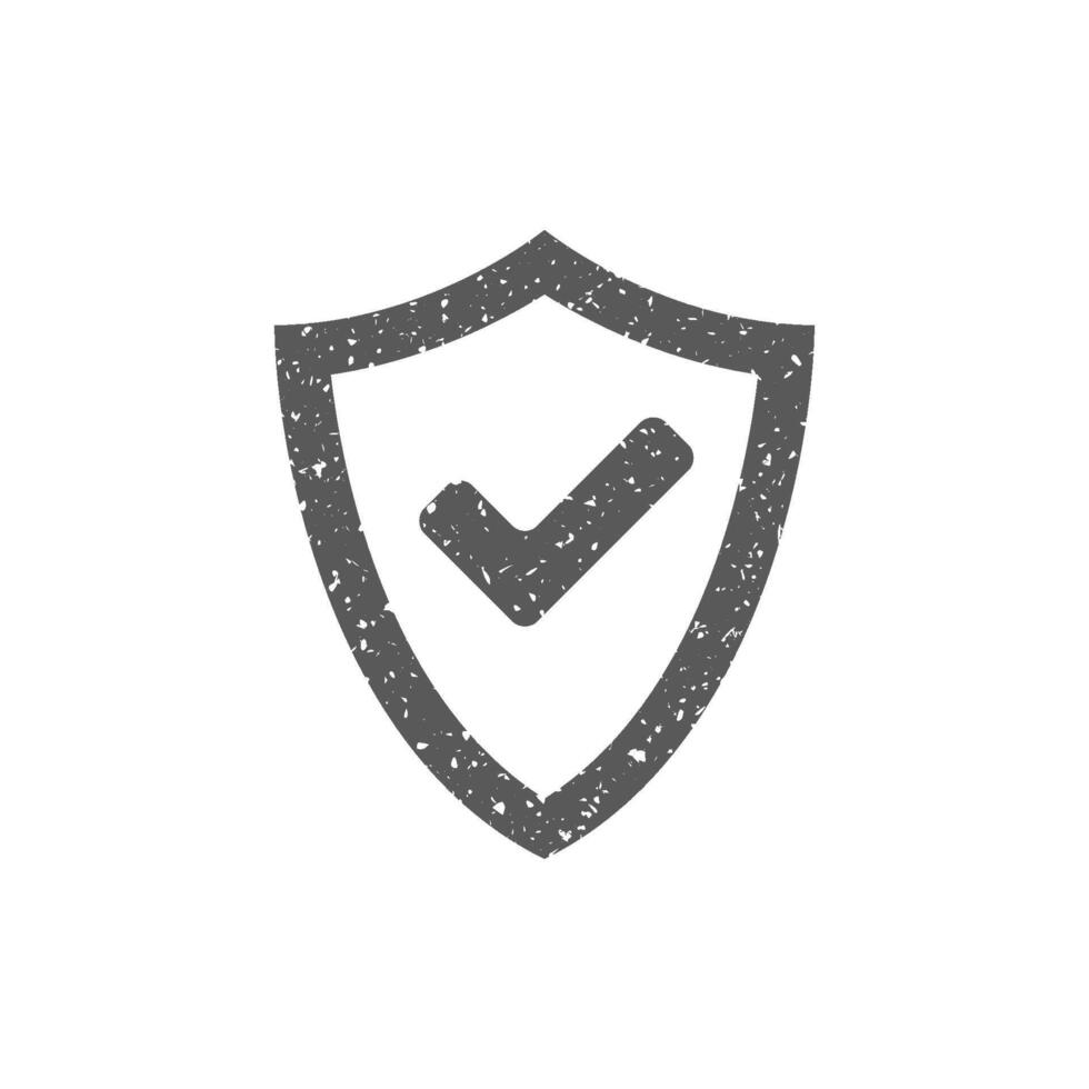 escudo ícone com Verifica marca dentro grunge textura vetor ilustração