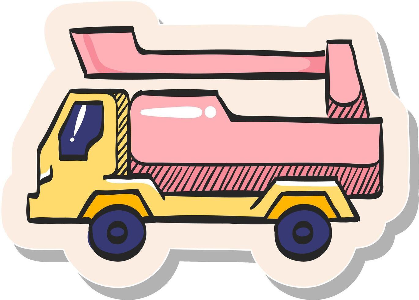 mão desenhado bombeiro carro ícone dentro adesivo estilo vetor ilustração