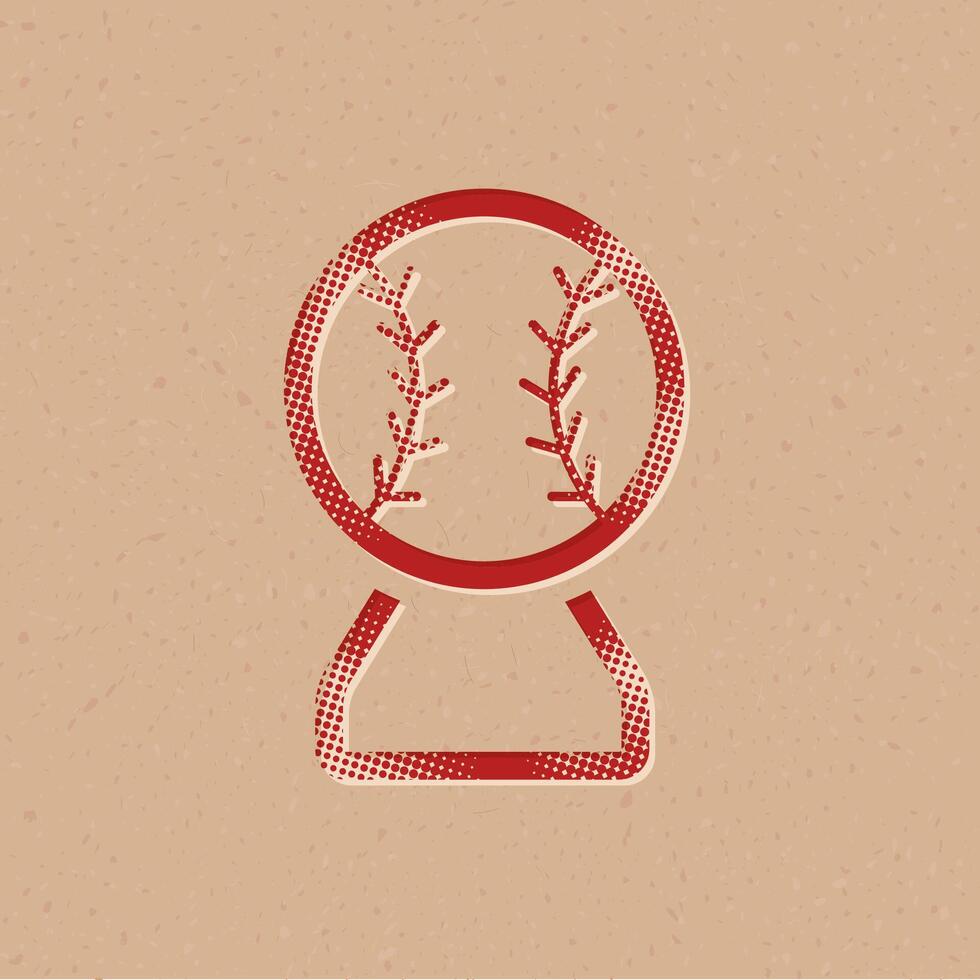 beisebol troféu meio-tom estilo ícone com grunge fundo vetor ilustração