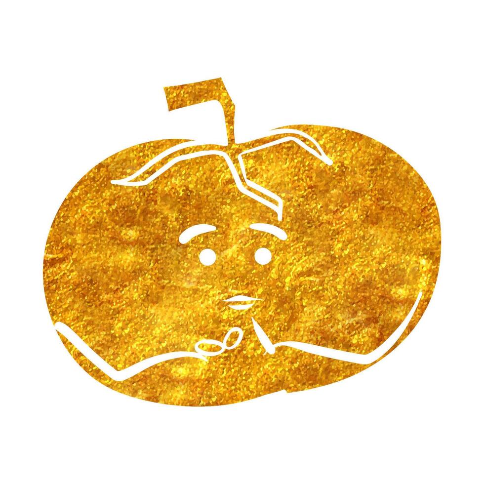 mão desenhado tomate personagens dentro ouro frustrar textura vetor ilustração