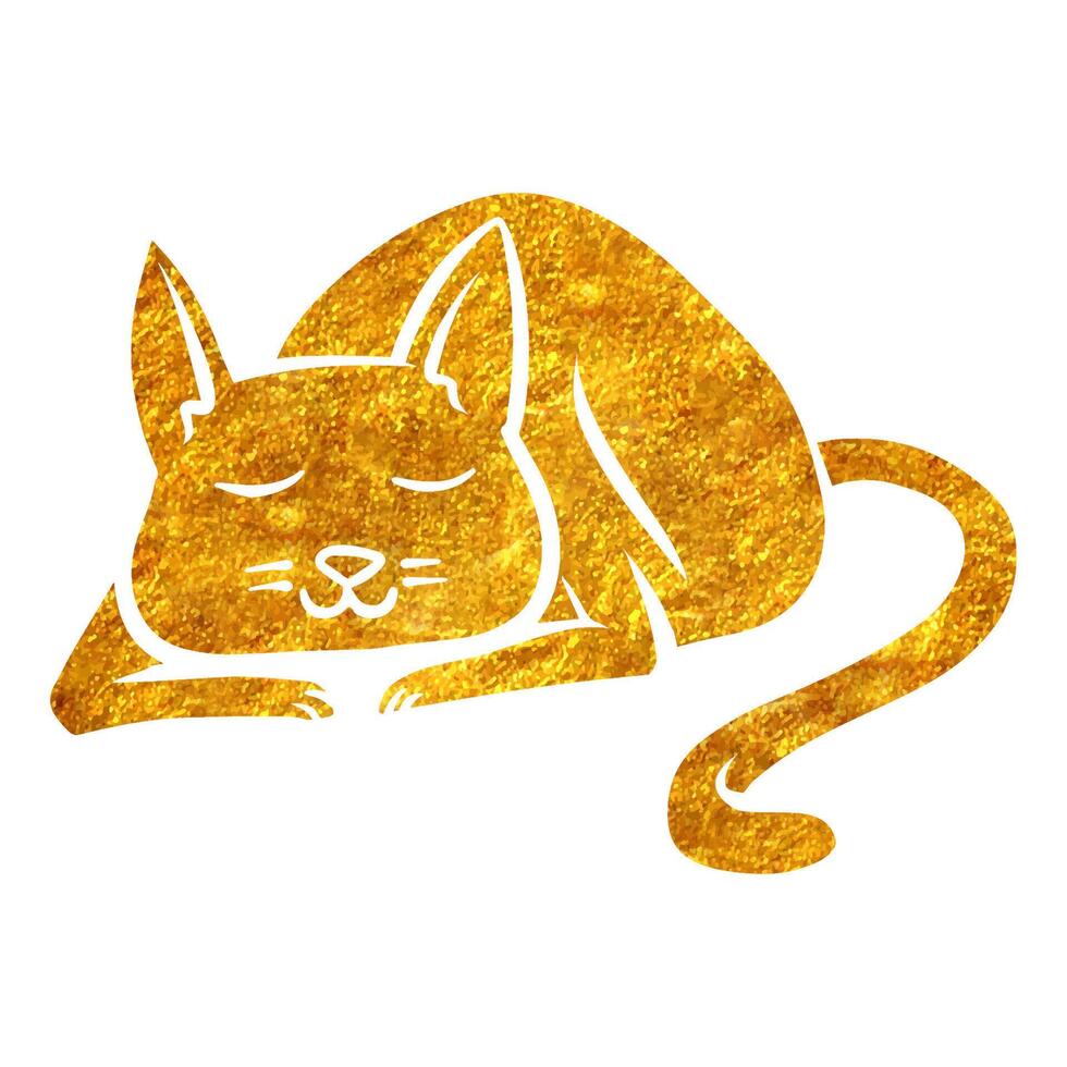 mão desenhado ouro frustrar textura dormindo gato. vetor ilustração.