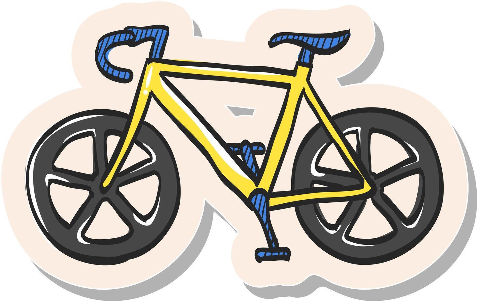 mão desenhado estrada bicicleta ícone dentro adesivo estilo vetor ilustração