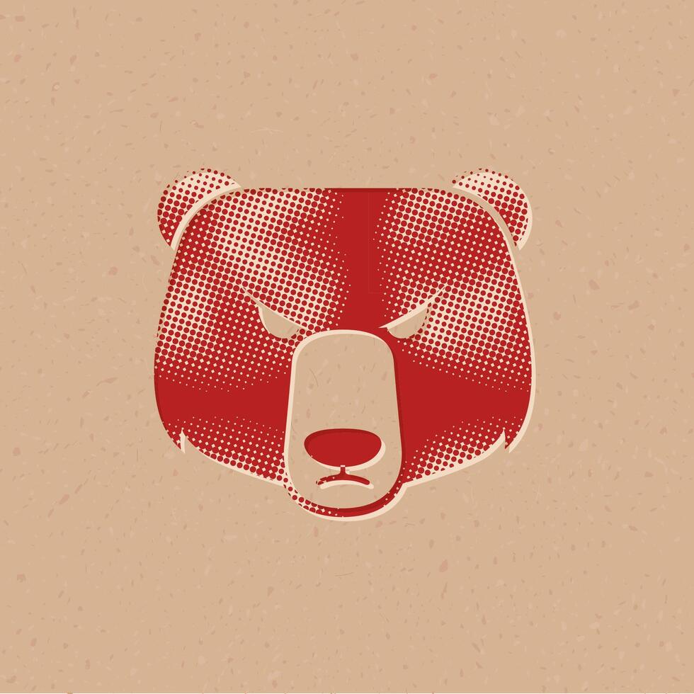 Urso meio-tom estilo ícone com grunge fundo vetor ilustração