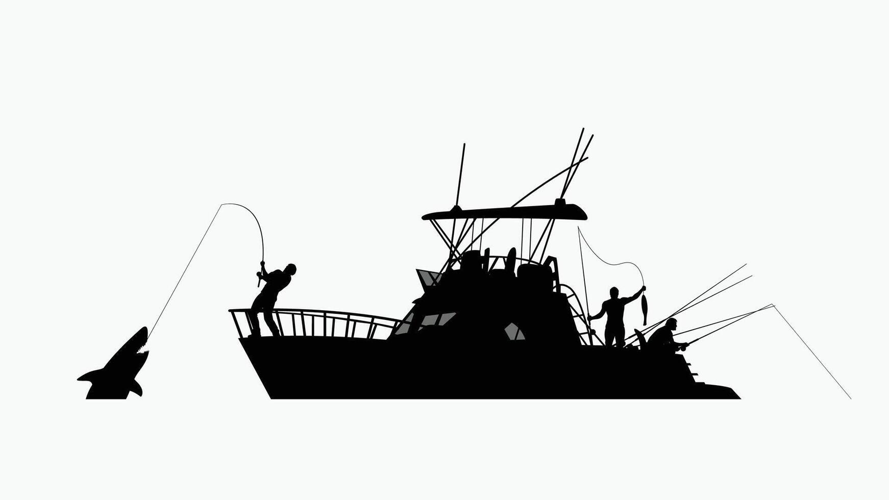 barco pescaria silhueta vetor