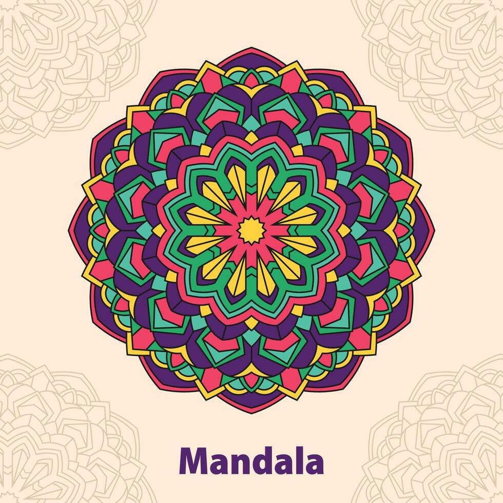 volta colorida floral mandala vetor ilustração