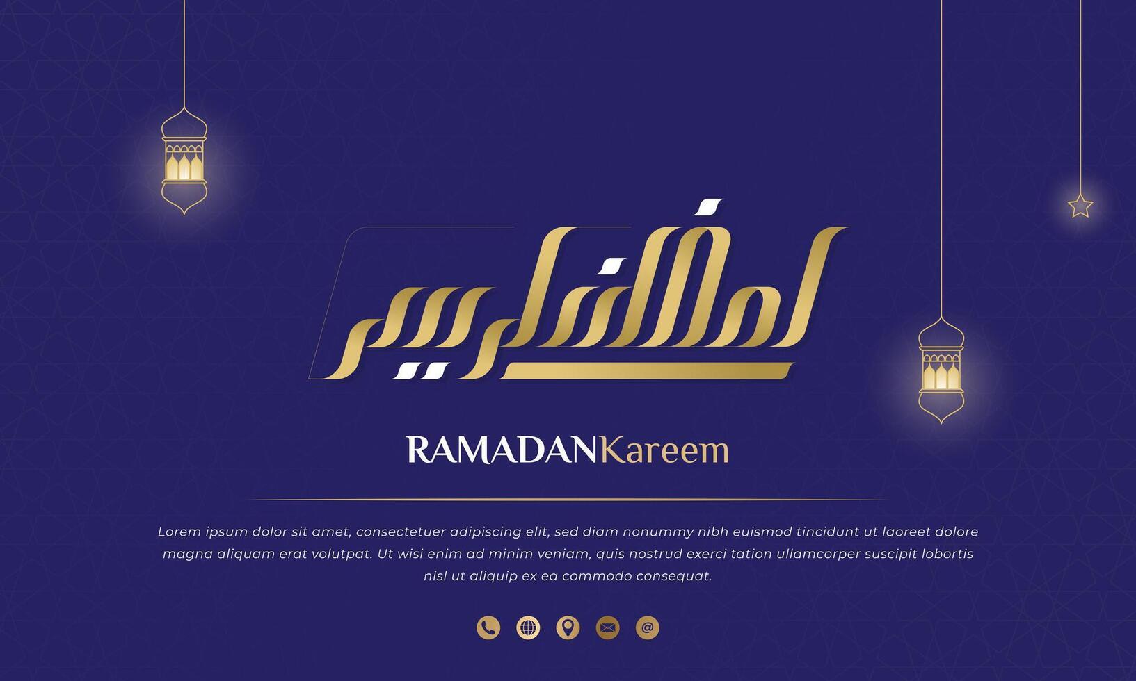 roxa islâmico fundo Projeto com árabe caligrafia para Ramadã kareem campanha. árabe texto significar é Ramadã kareem. Ramadã fundo dentro roxa e ouro Projeto vetor