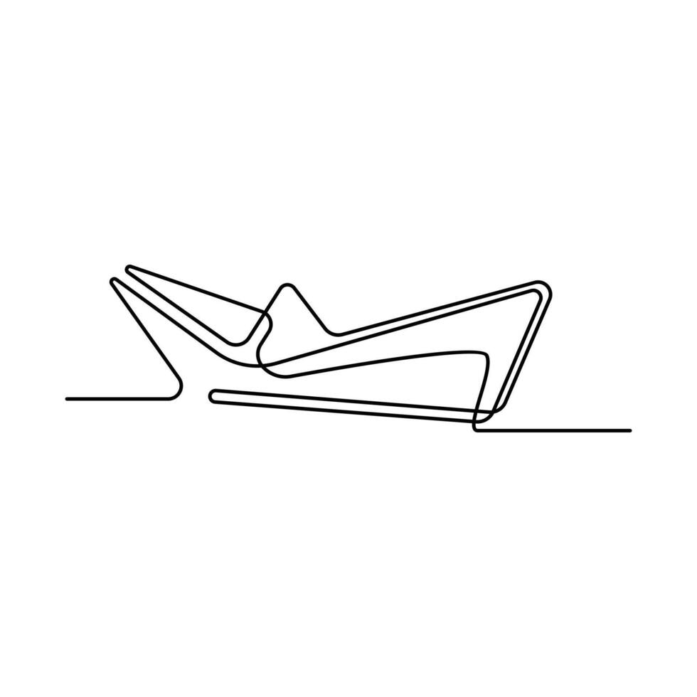 estético papel barco 1 contínuo linha desenhando origami construir conceito vetor ilustração e minimalista