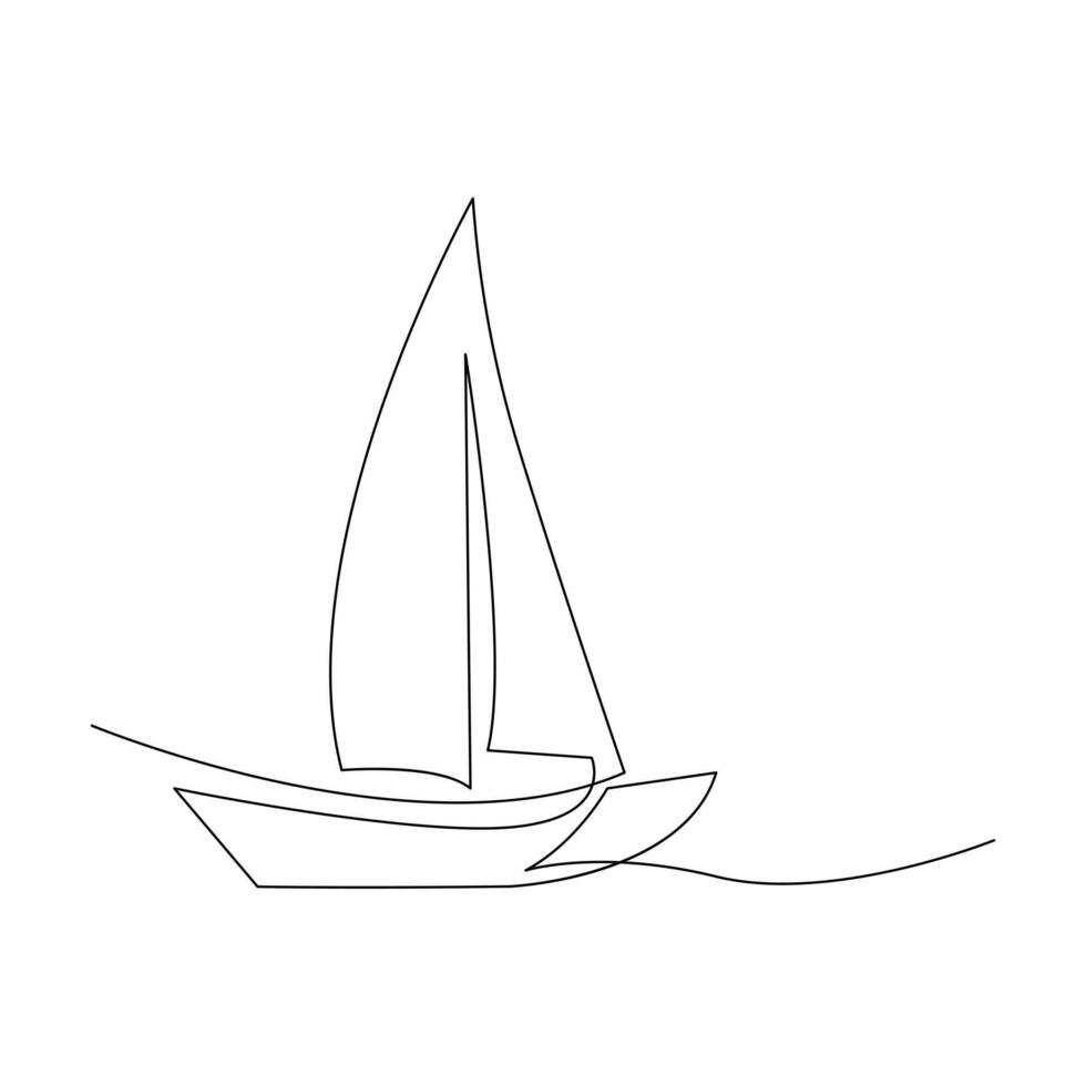 vetor contínuo 1 linha desenhando do barco a vela melhor usar para logotipo poster bandeira estoque ilustração e mínimo