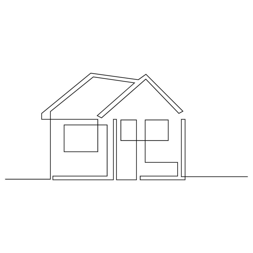 residencial privado casa 1 contínuo linha desenhando logotipo ilustração minimalista pró vetor