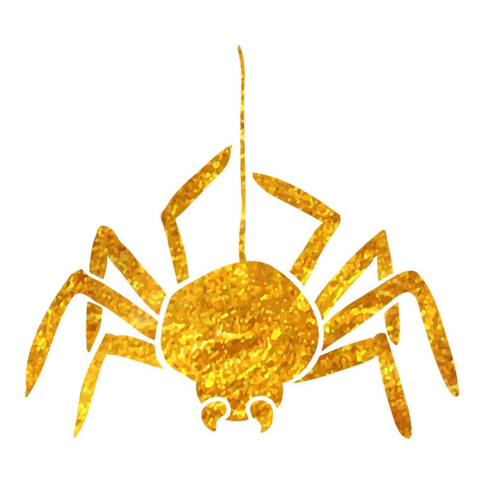 mão desenhado aranha ícone dentro ouro frustrar textura vetor ilustração