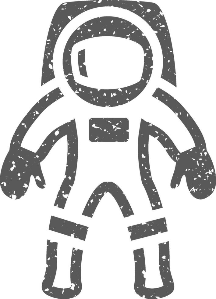 astronauta ícone dentro grunge textura vetor ilustração