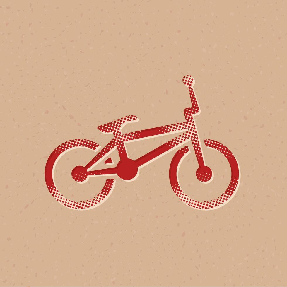 bmx bicicleta meio-tom estilo ícone com grunge fundo vetor ilustração