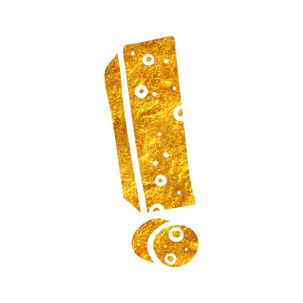 mão desenhado exclamação marca símbolo ícone dentro ouro frustrar textura vetor ilustração