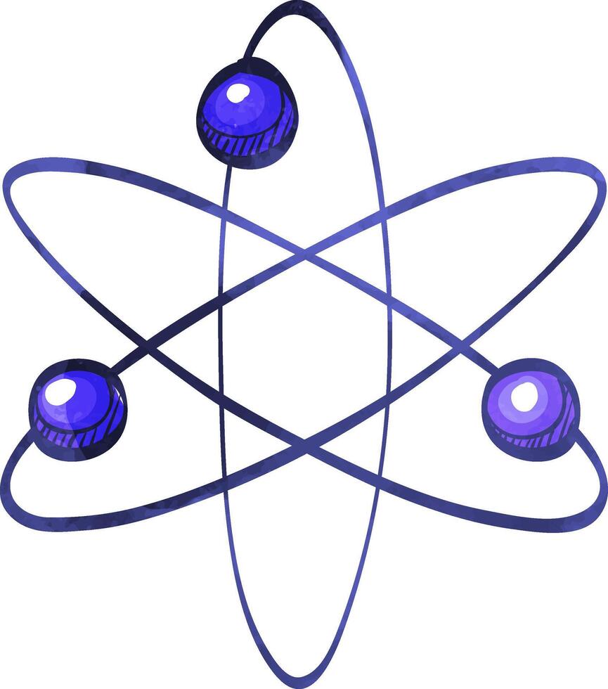 átomo estrutura ícone dentro cor desenho. Ciência tecnologia escola Faculdade Educação molécula partículas vetor