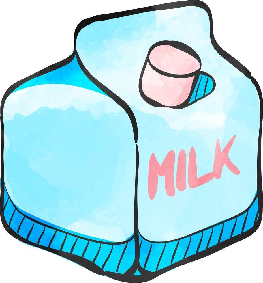 leite embalagem ícone dentro aguarela estilo. vetor