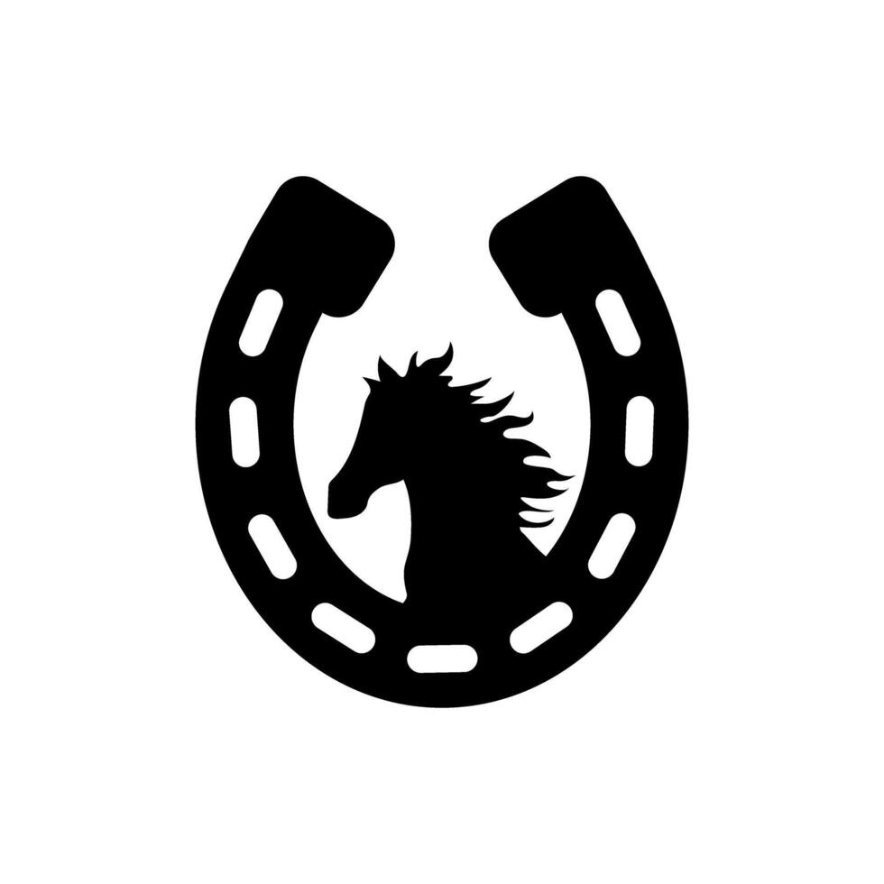 cavalo ícone vetor. ferradura ilustração placa. garanhão símbolo ou logotipo. vetor