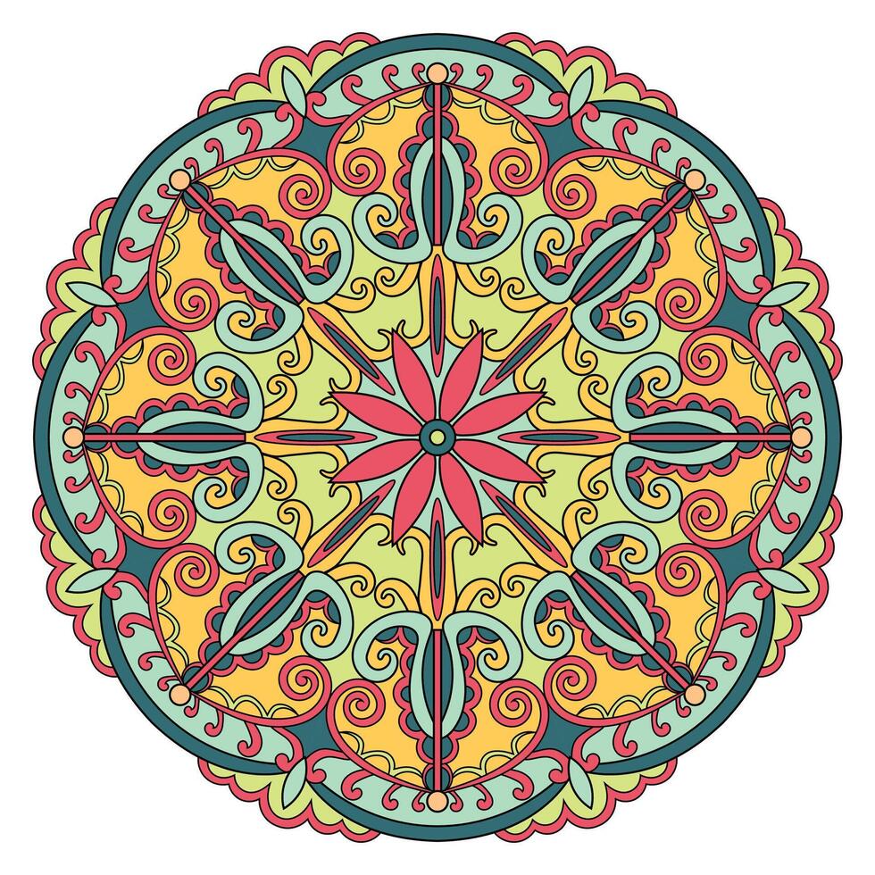 mão desenhado floral mandala colorida vetor ilustração