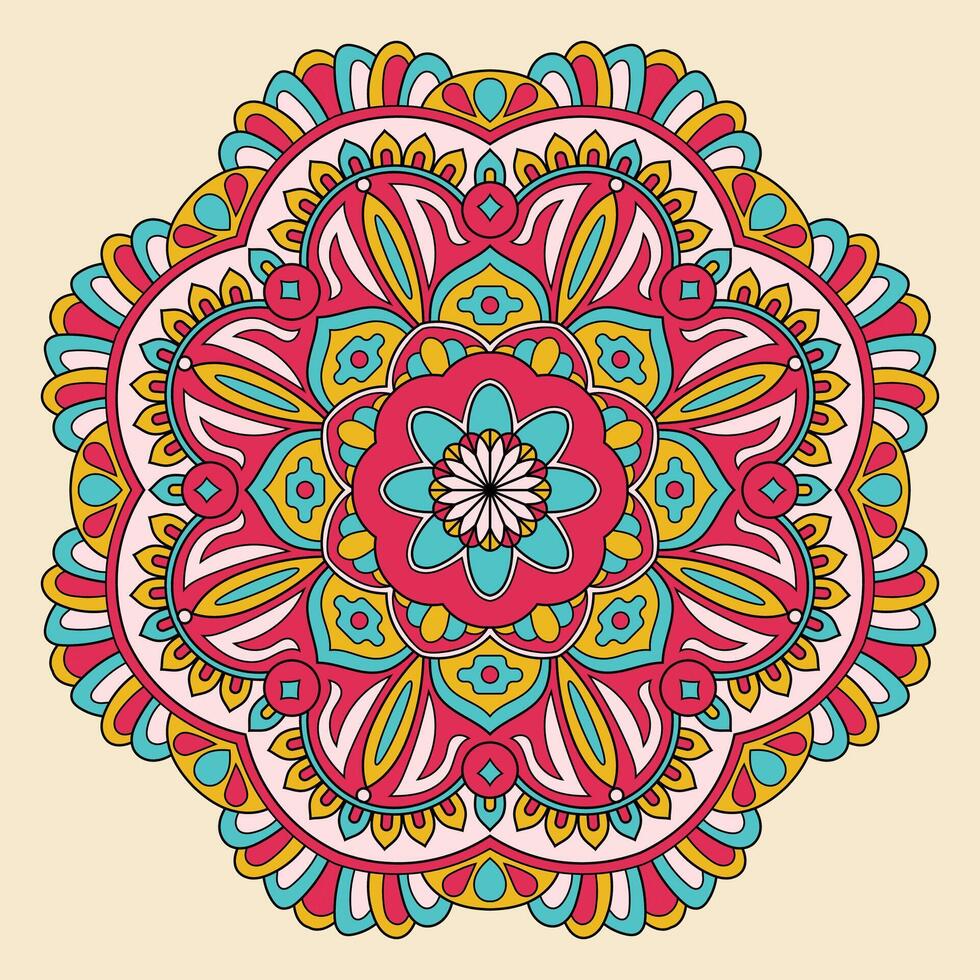 flor círculo renda ornamento, volta ornamental geométrico guardanapo padrão, vetor ilustração
