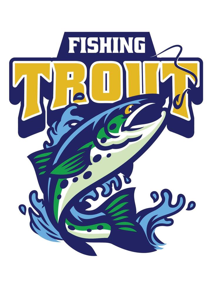 pescaria truta mascote logotipo Projeto vetor