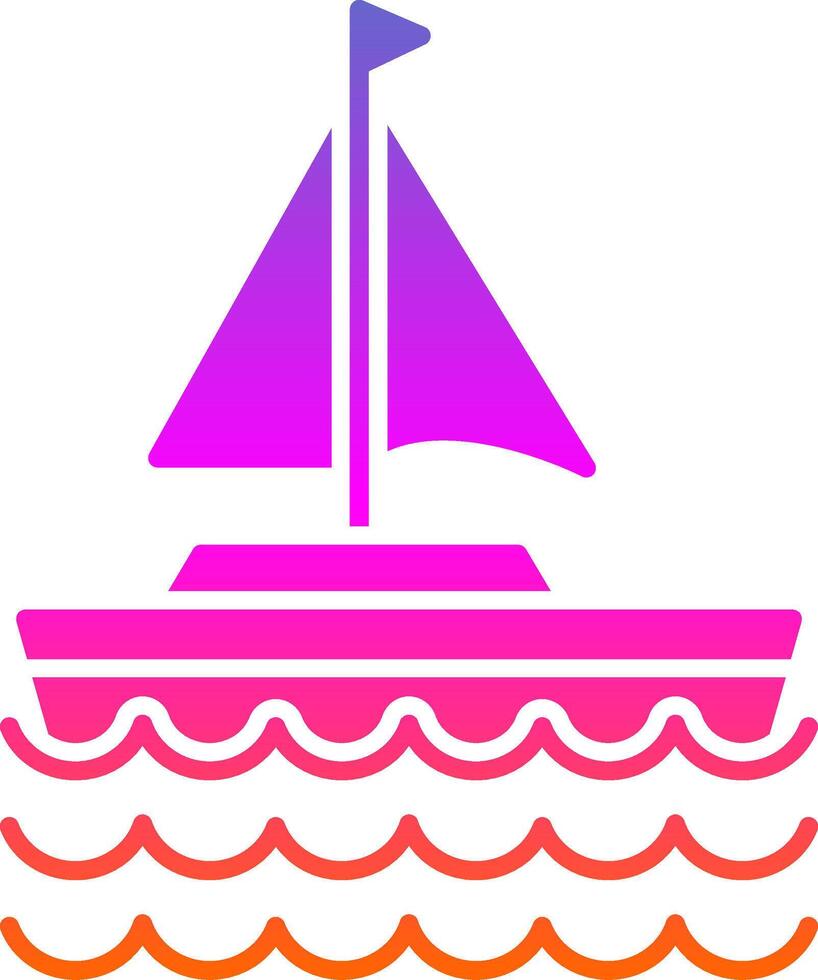 vela barco glifo gradiente ícone vetor