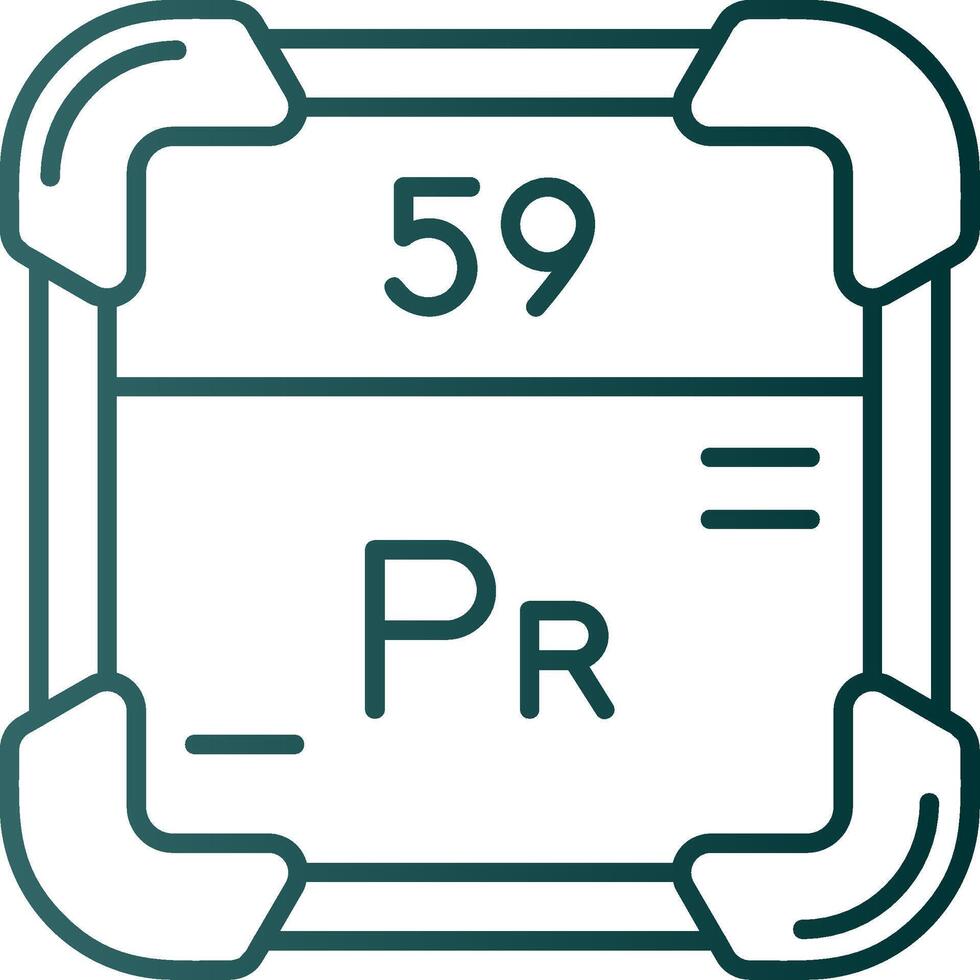 praseodímio linha gradiente verde ícone vetor