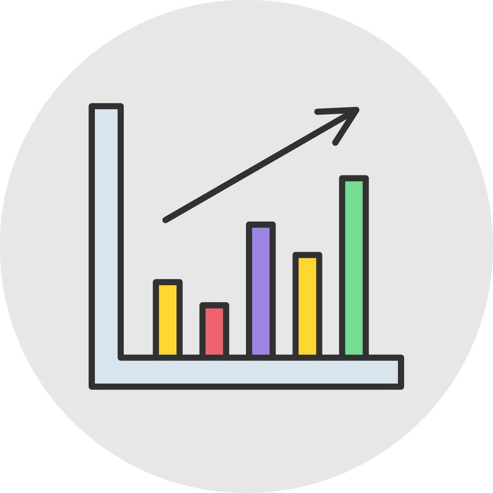 Barra gráfico linha preenchidas luz círculo ícone vetor