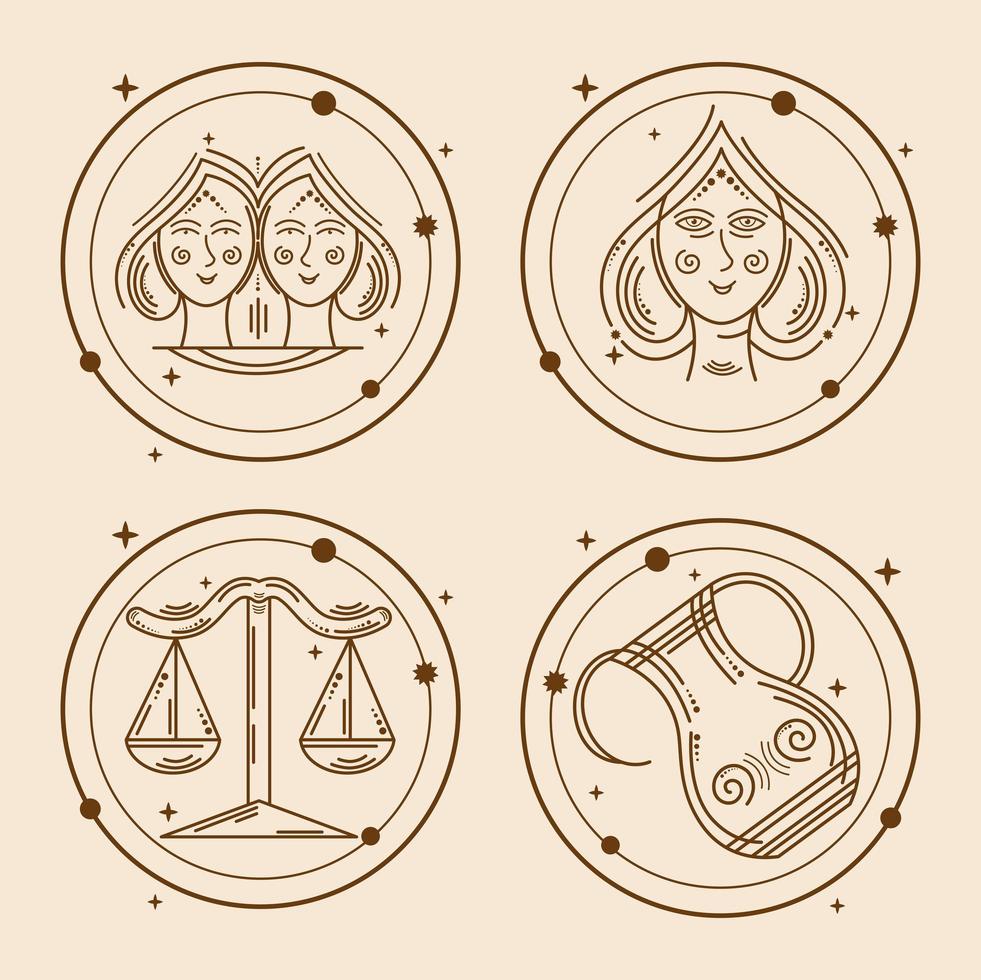 quatro símbolos do zodíaco vetor