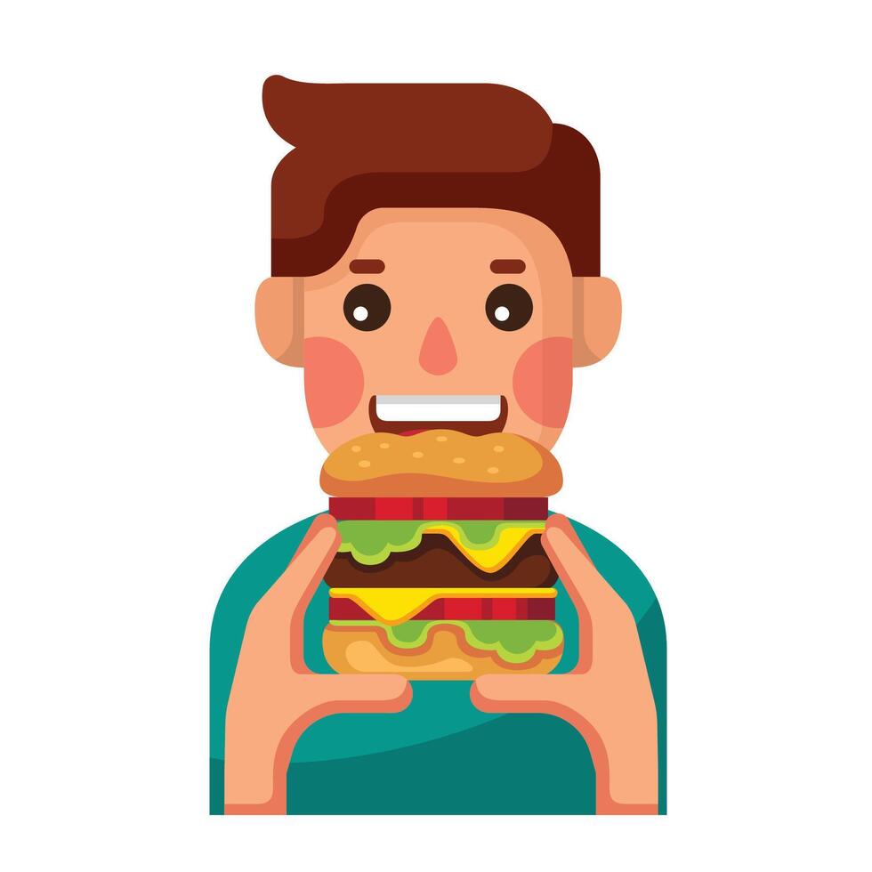 pessoas comer hambúrgueres ícone ilustração. vetor Projeto