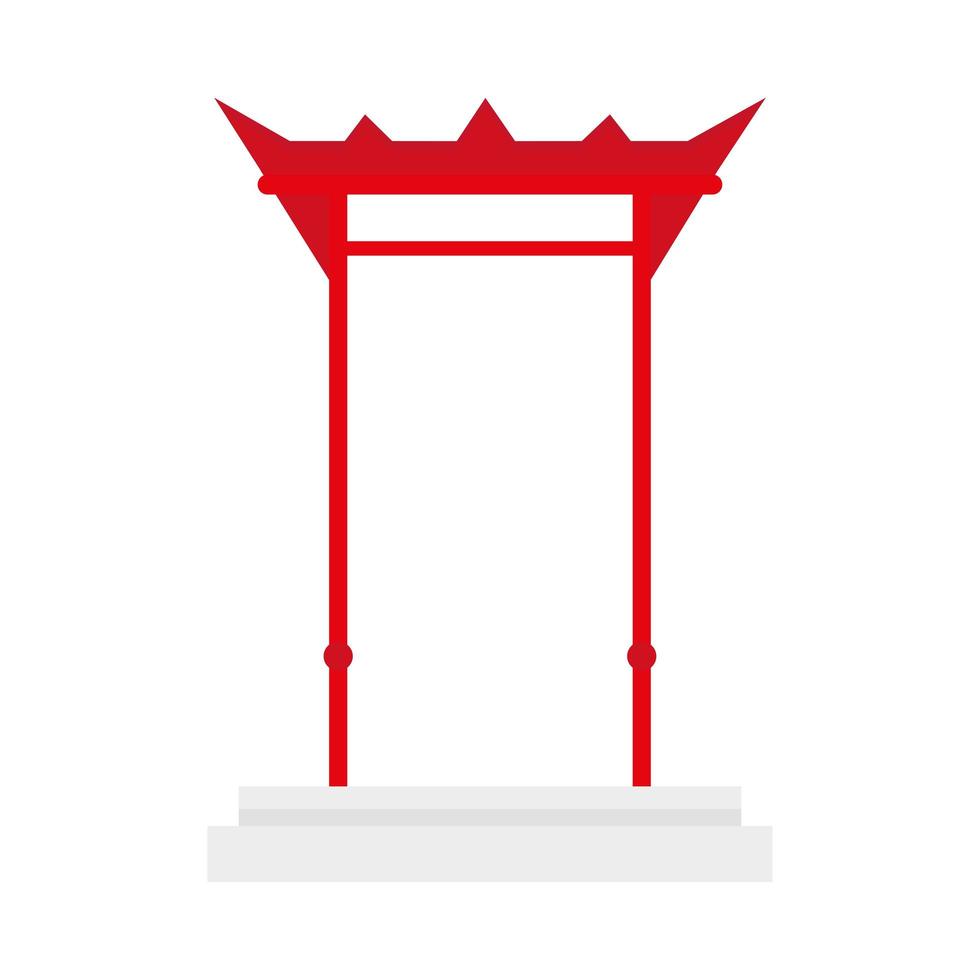ícone vermelho da estrutura do arco asiático vetor
